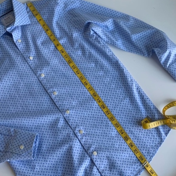 BESPOKE trim fit button down men's shirt, blue small paisley print neck 15 - Picture 6 of 8